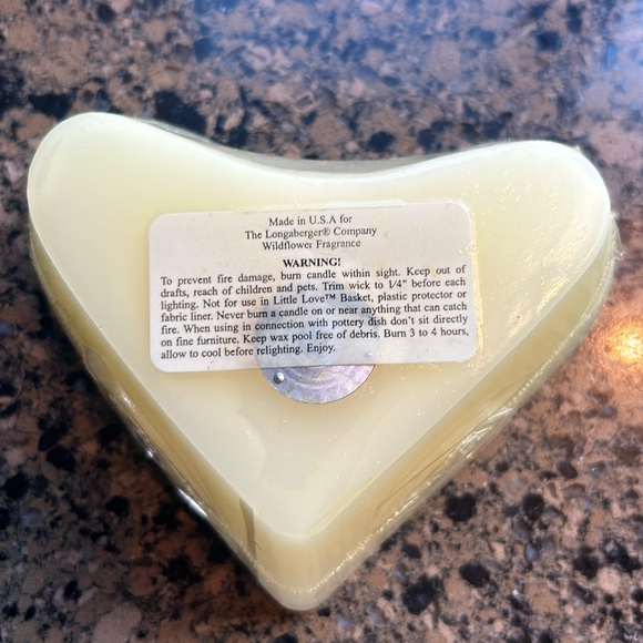 2 Longaberger Pottery Woven Traditions Heart Candles & Ramekins w/ Metal Stand - Picture 11 of 14